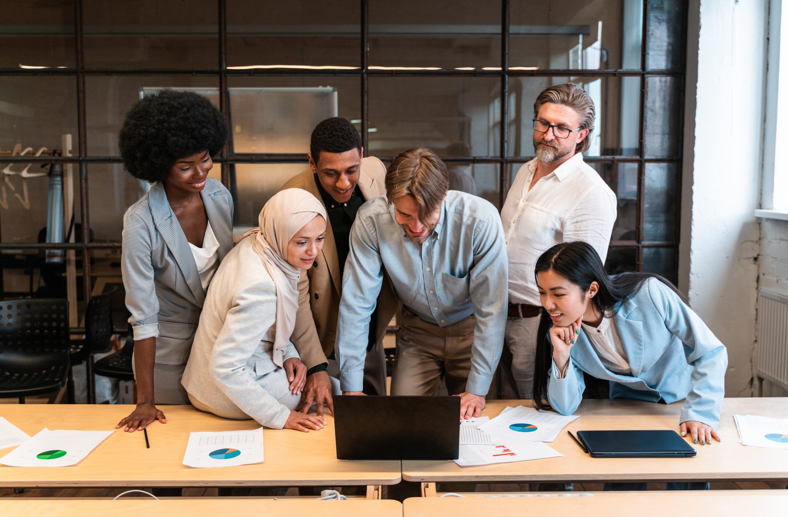 group of sales interns trained by a mentor